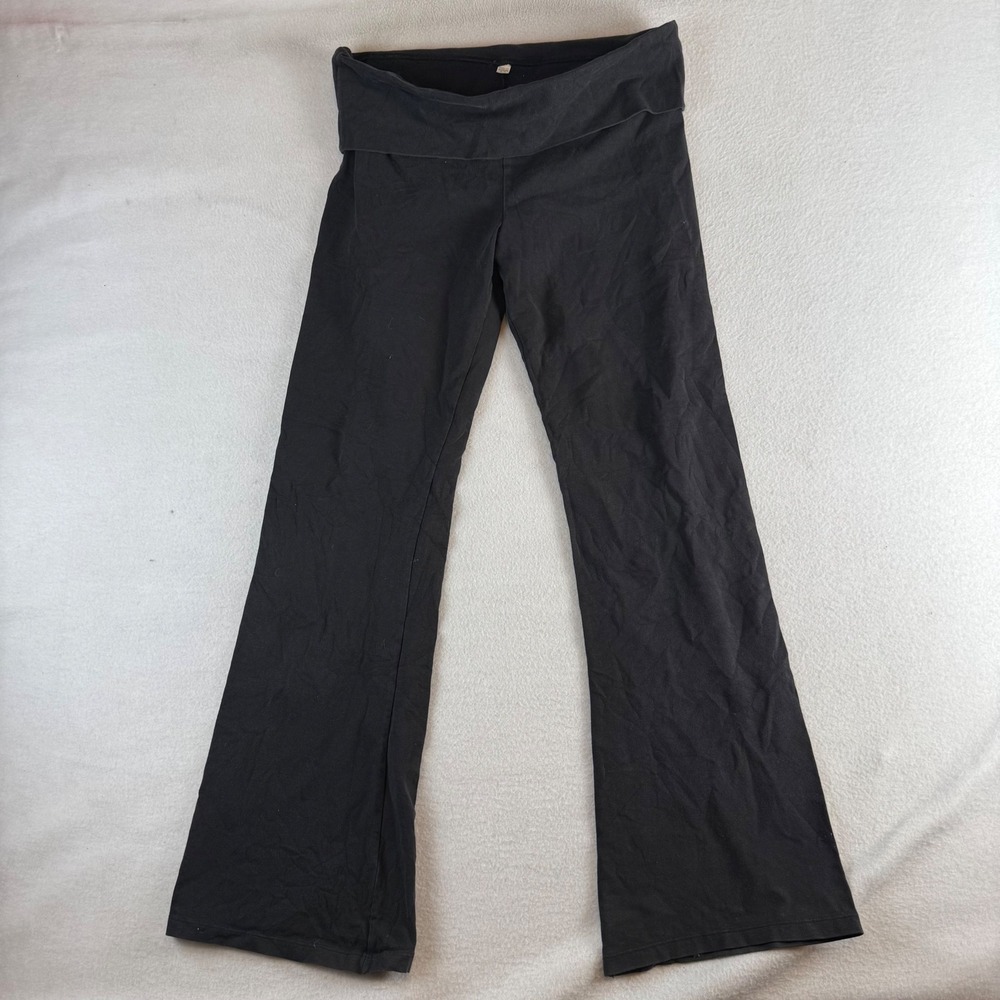 Victoria's Secret Black Foldover Yoga Pants Sequin Love Heart Flare Large